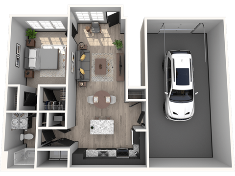 1 bedroom with garage